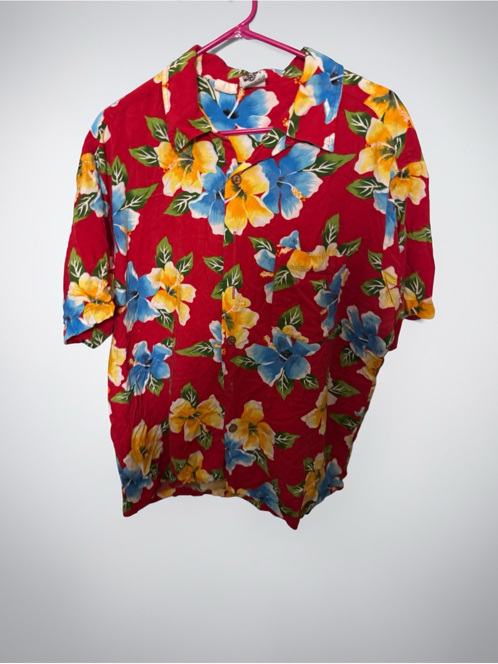 1970's  Kennington Ltd. California Vintage Red Hibiscus Hawaiian Shirt Size XL